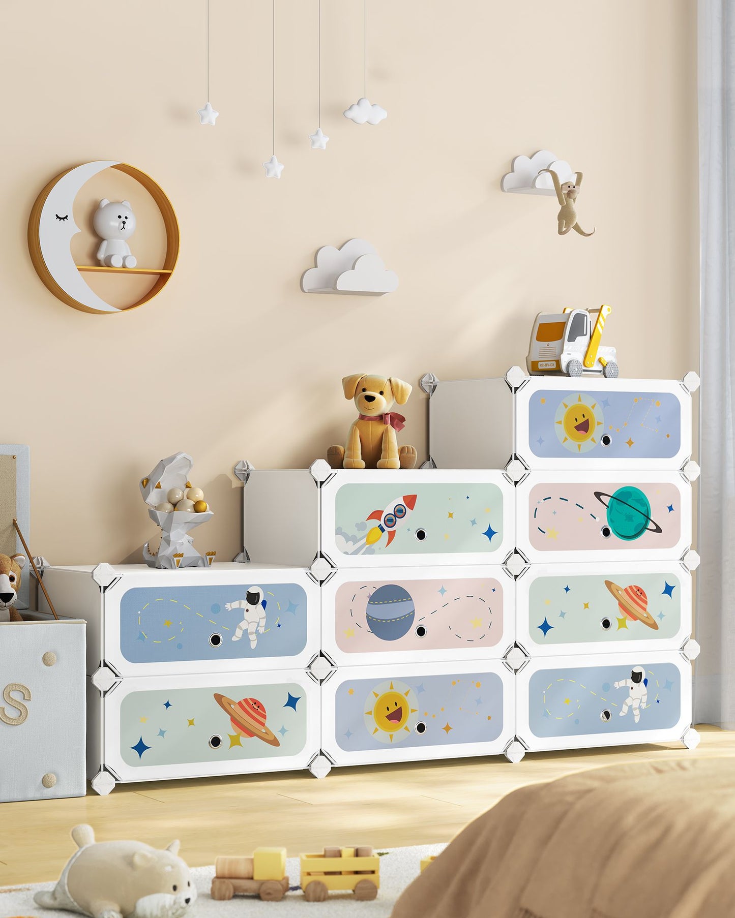 Estantería Modular Infantil de 12 Cubos Blanco Nube-SONGMICS