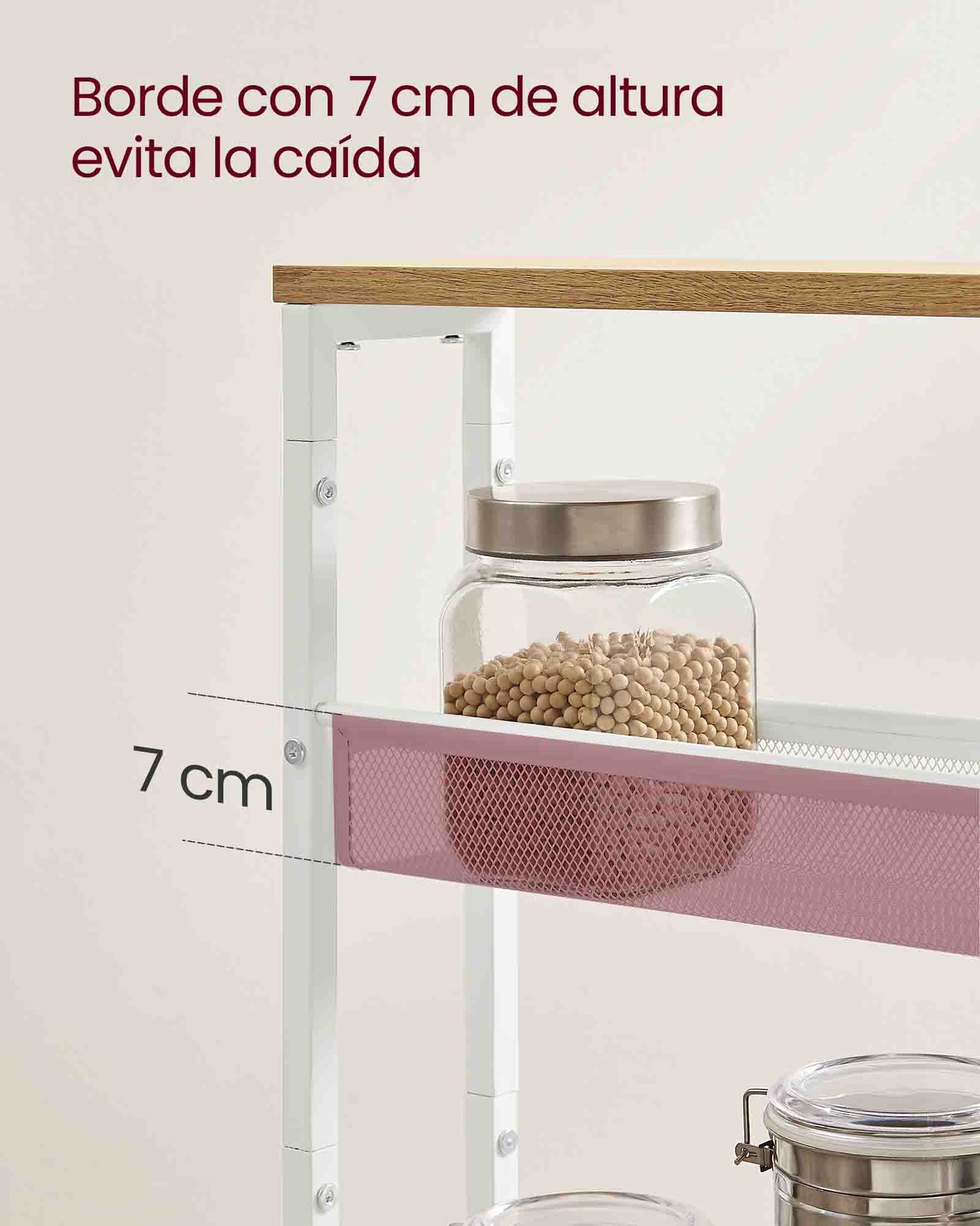 Carro de 4 Niveles Carro Estrecho de Cocina con Ruedas con Asa 13 x 45,4 x 77 cm-VASAGLE