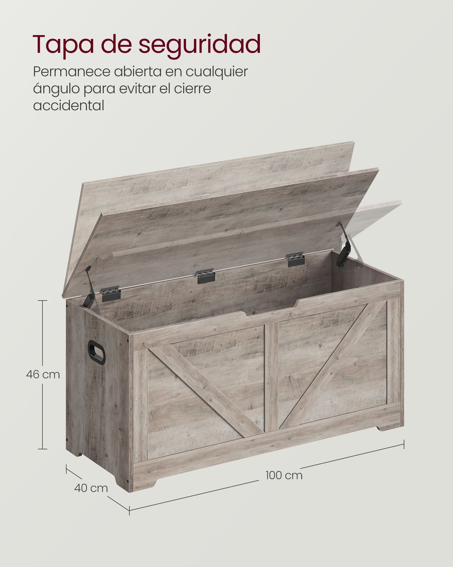 Puff Almacenaje 40 x 100 x 46 cm Greige Brezo-VASAGLE