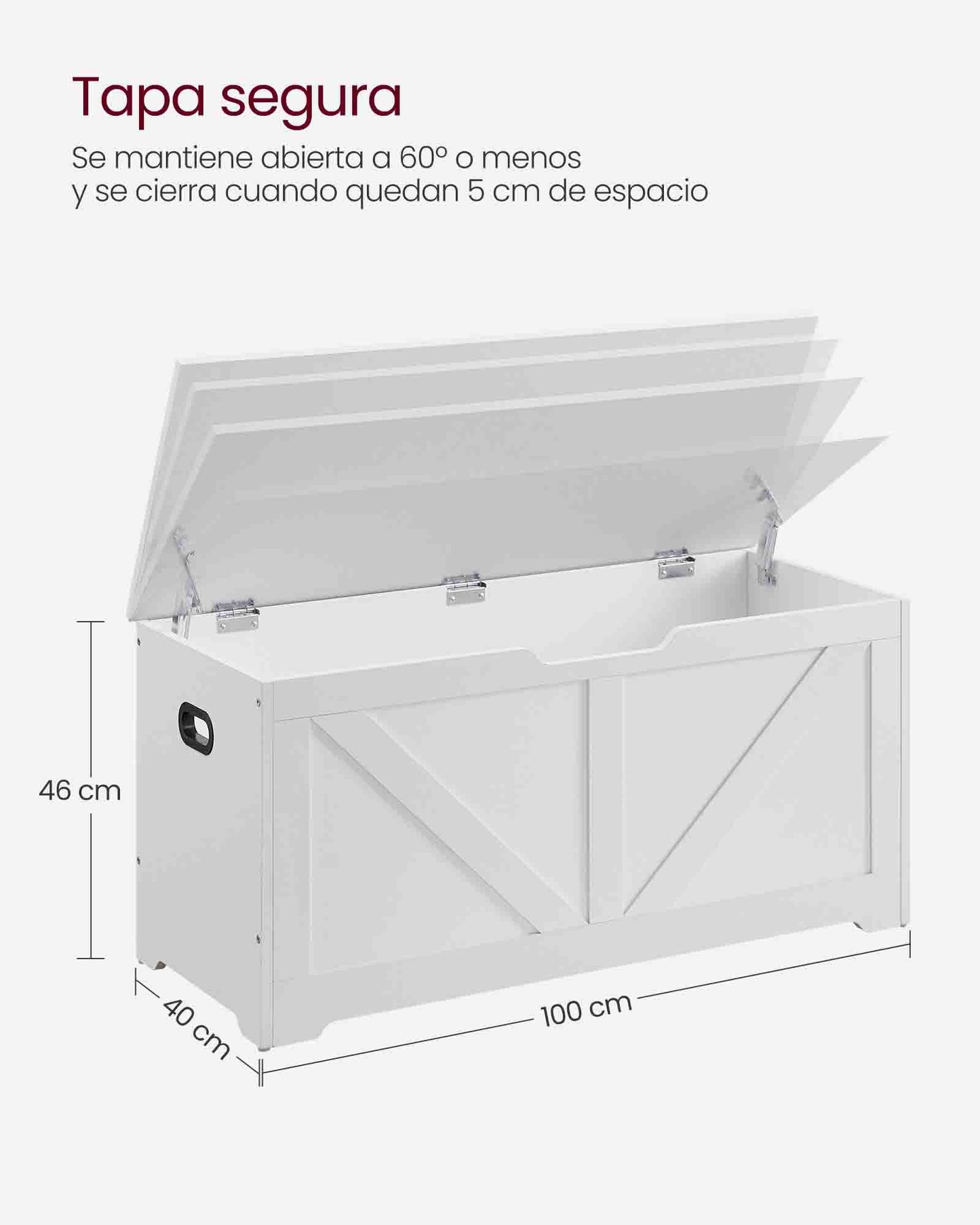 Puff Almacenaje 40 x 100 x 46 cm Blanco Mate-VASAGLE