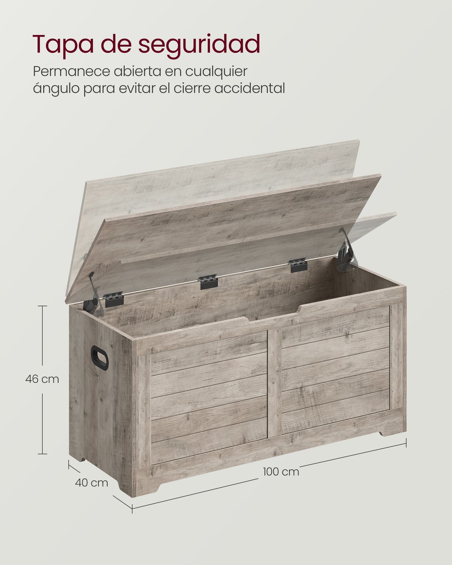 Puff Almacenaje 40 x 100 x 46 cm Greige Brezo-VASAGLE