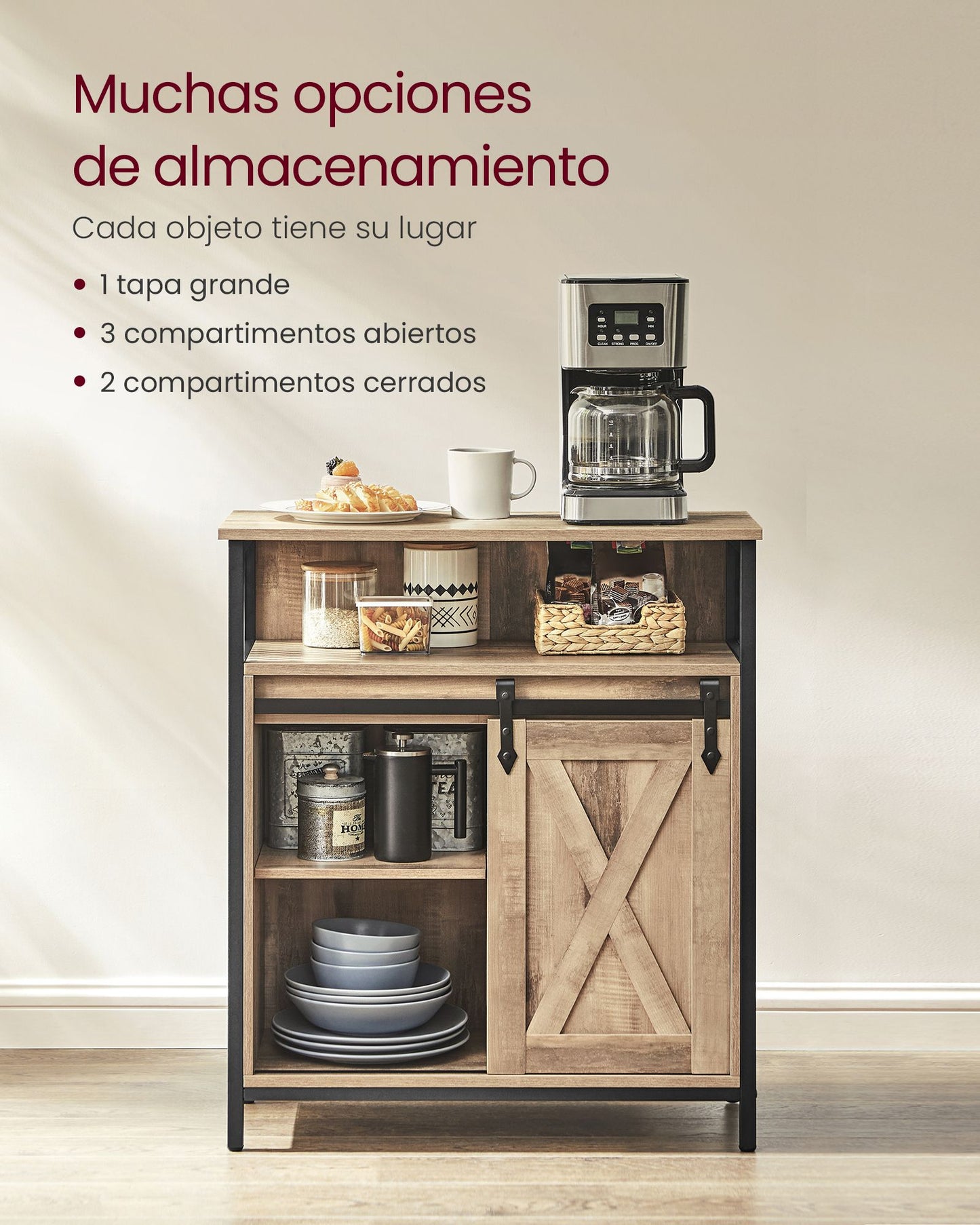 Mueble de Almacenamiento 30 x 70 x 80 cm Marrón Roble y Negro-VASAGLE