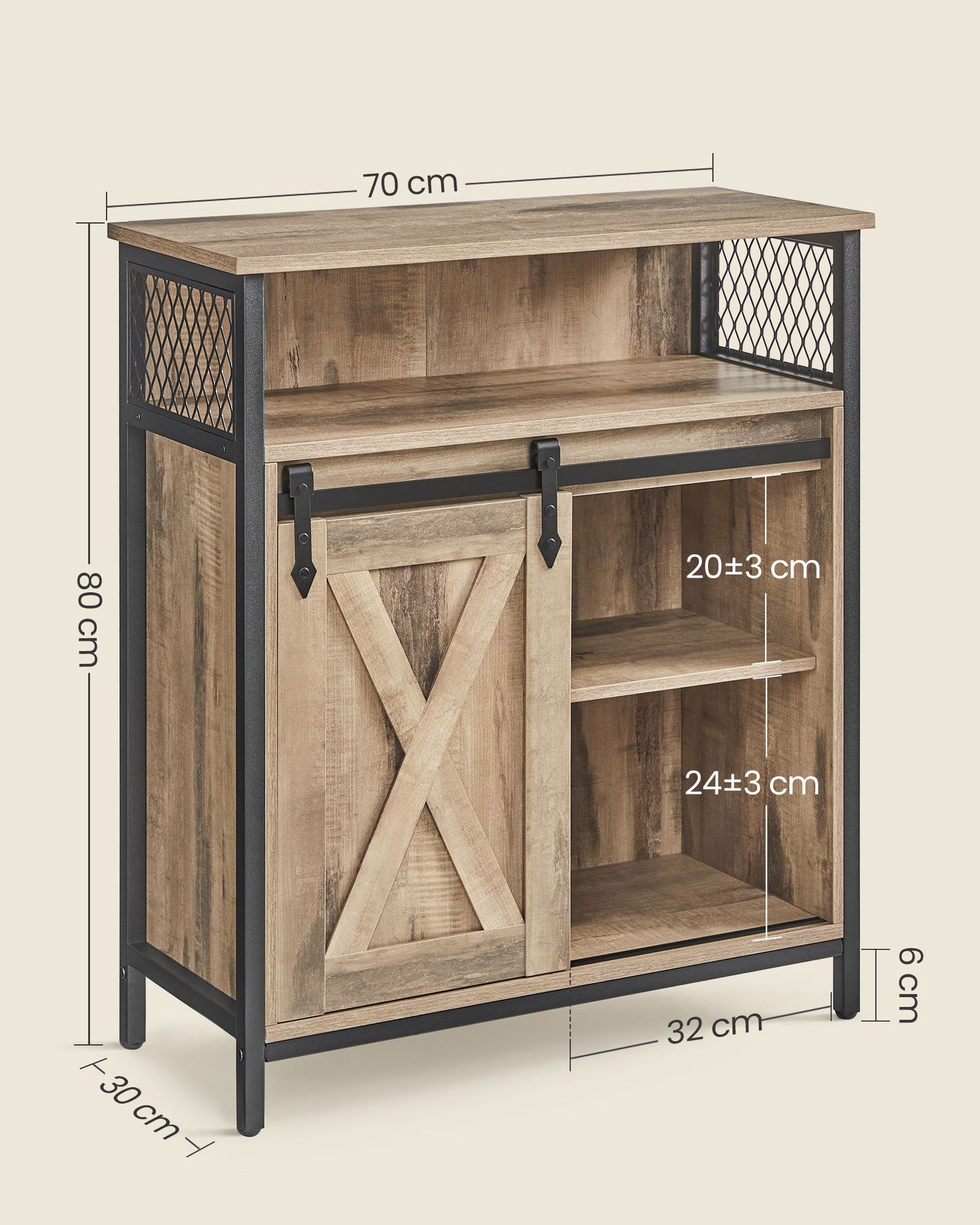 Mueble de Almacenamiento 30 x 70 x 80 cm Marrón Roble y Negro-VASAGLE