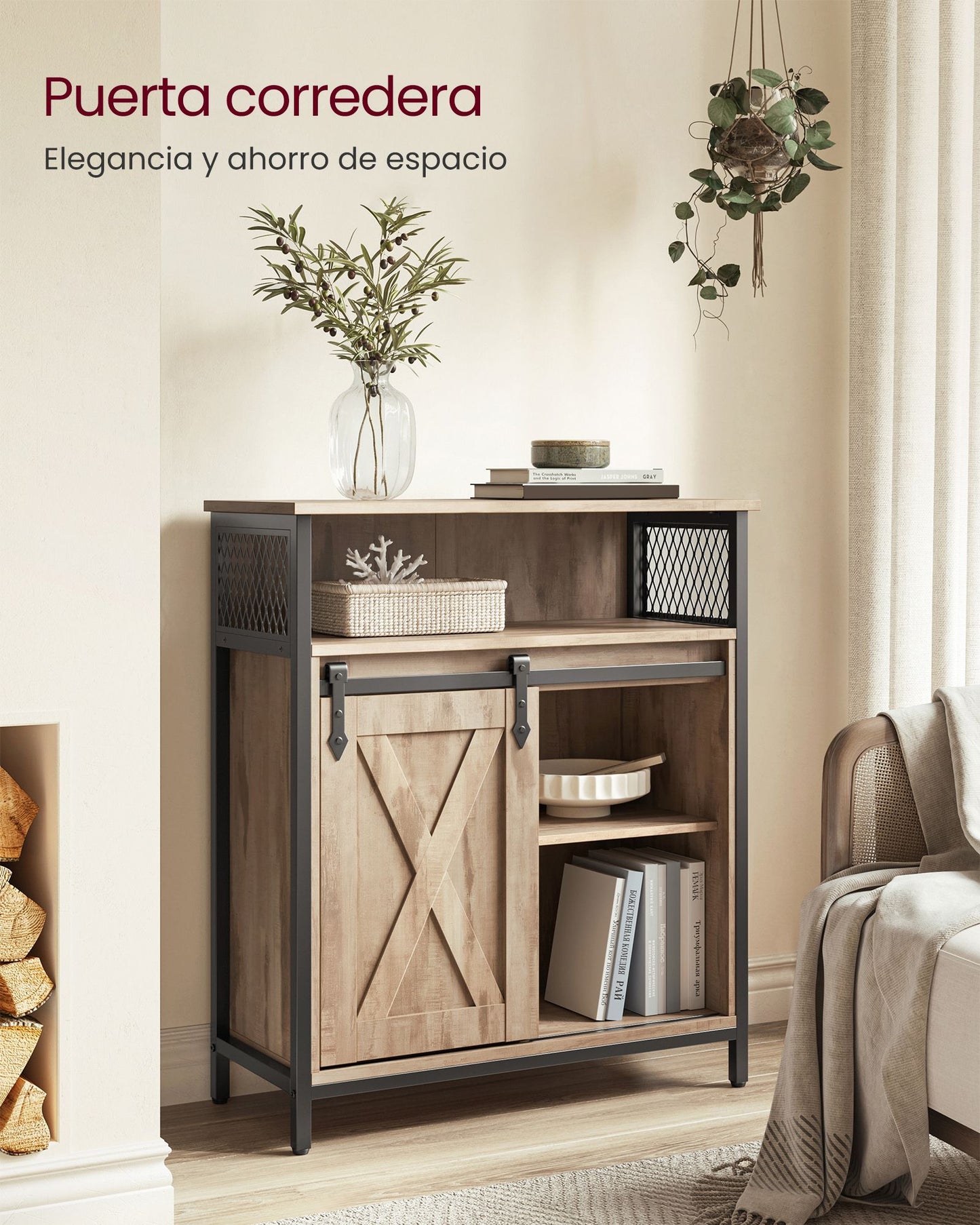 Mueble de Almacenamiento 30 x 70 x 80 cm Marrón Roble y Negro-VASAGLE