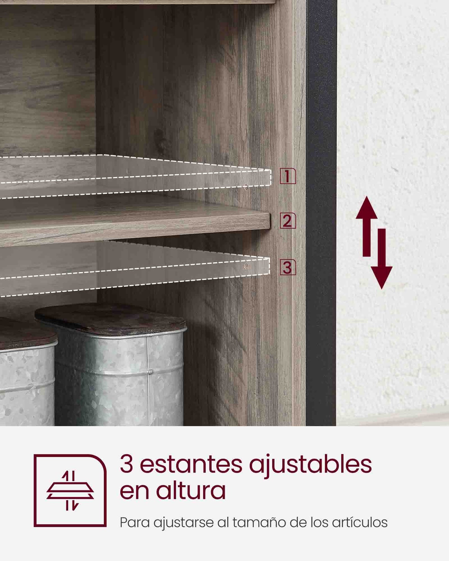 Armario de Cocina con 2 Puertas Correderas-VASAGLE