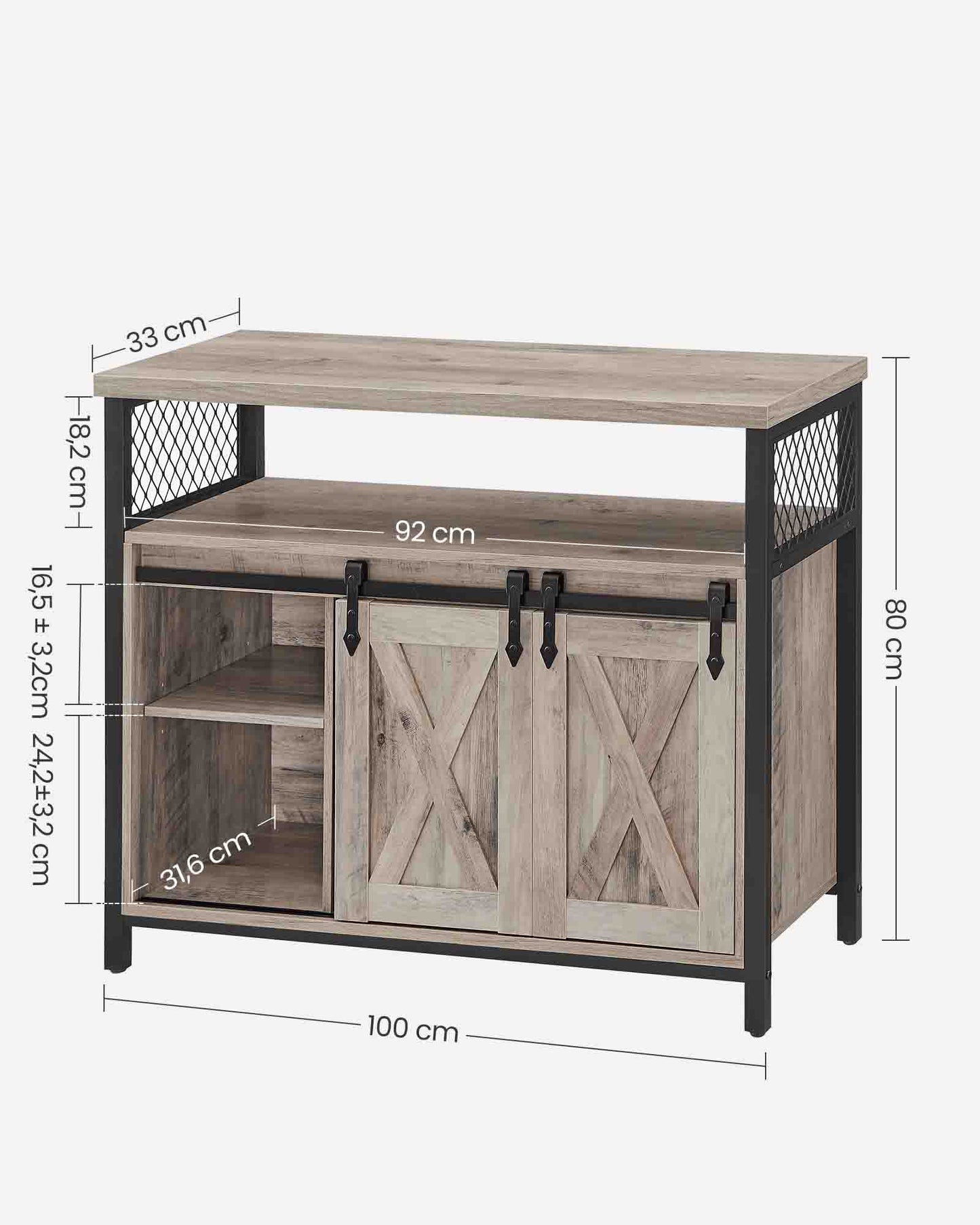 Armario de Cocina con 2 Puertas Correderas-VASAGLE