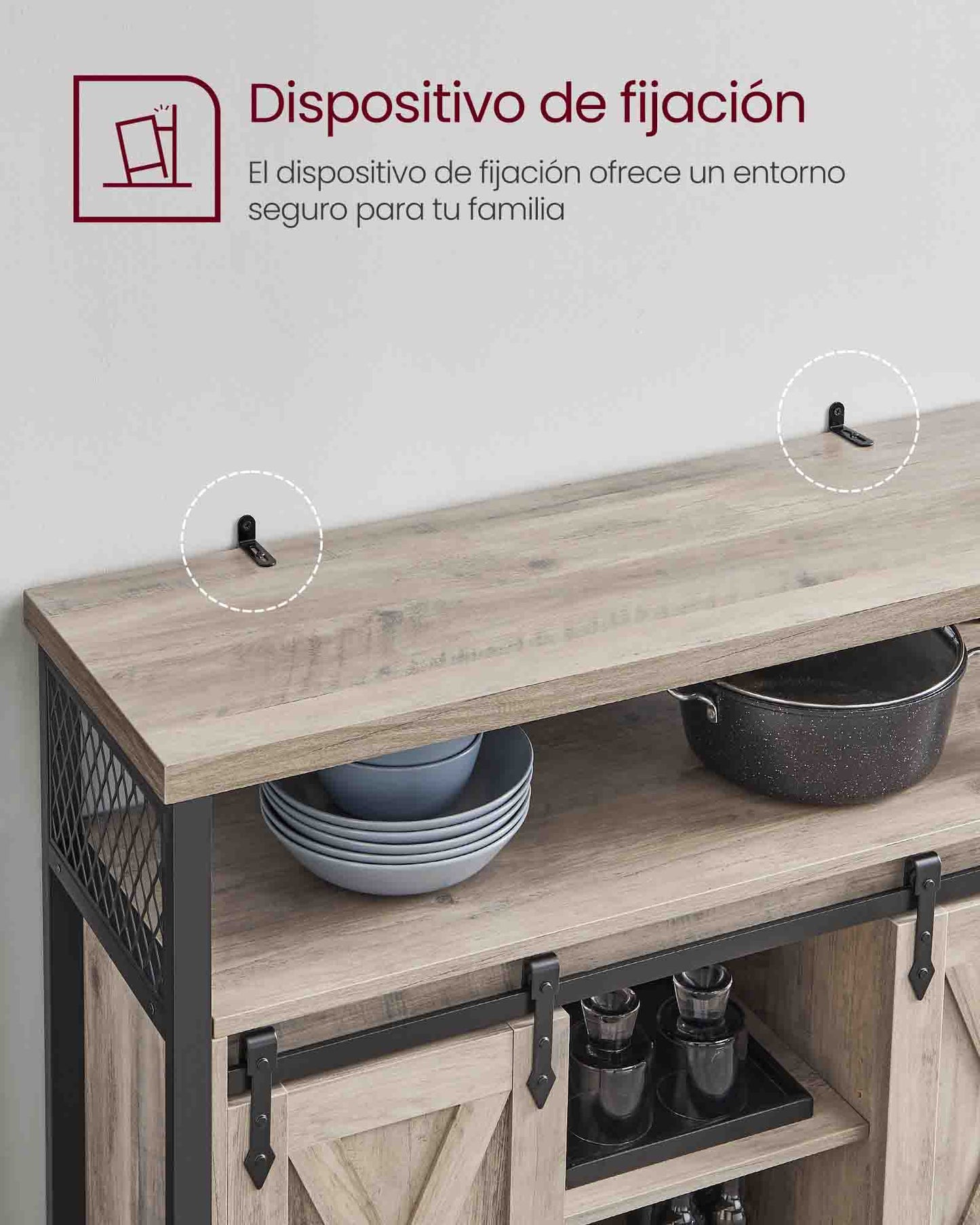 Armario de Cocina con 2 Puertas Correderas-VASAGLE