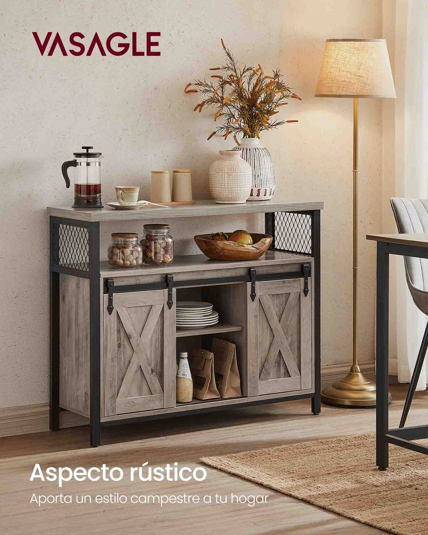 Armario de Cocina con 2 Puertas Correderas-VASAGLE