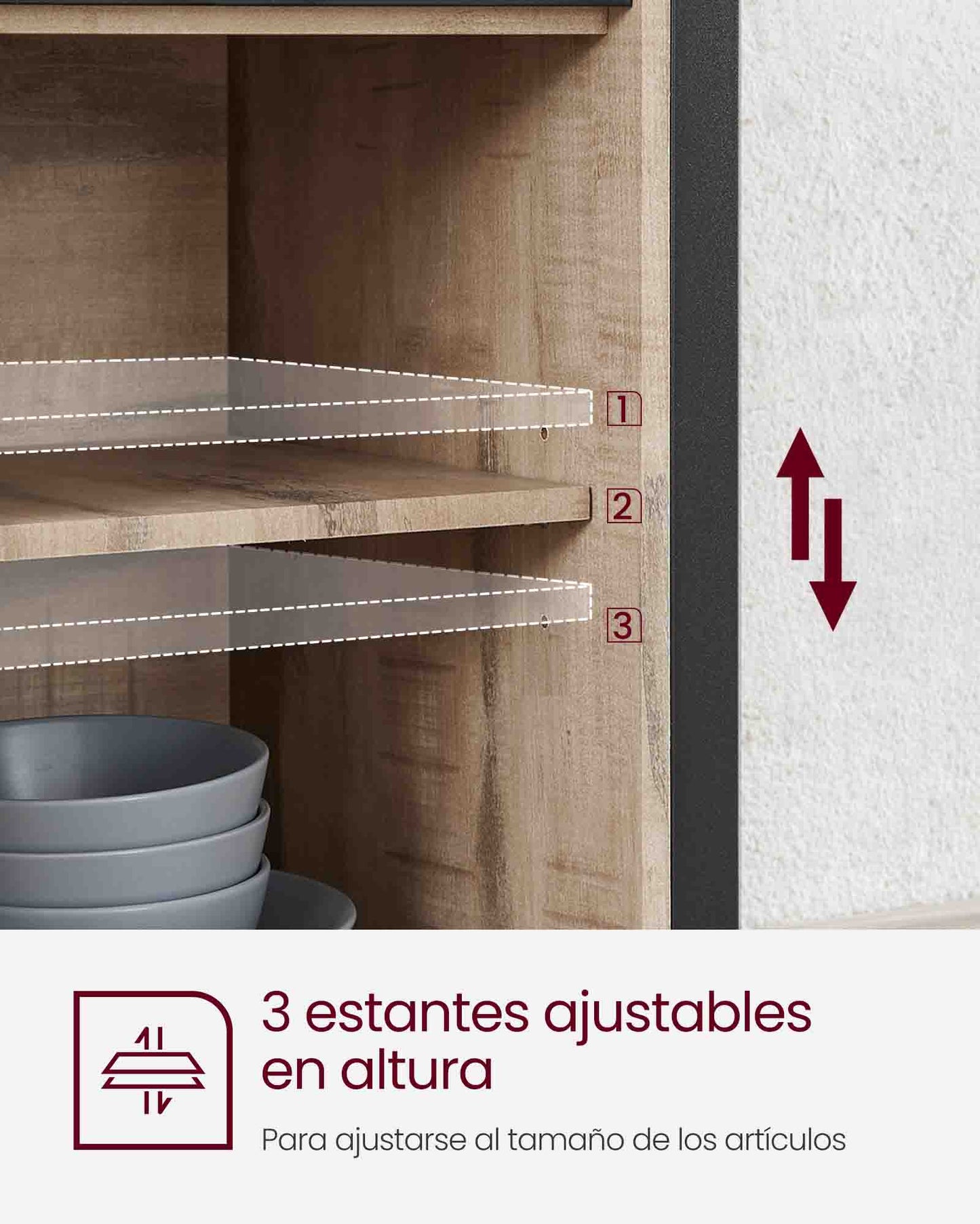 Armario de Cocina con 2 Puertas Correderas-VASAGLE