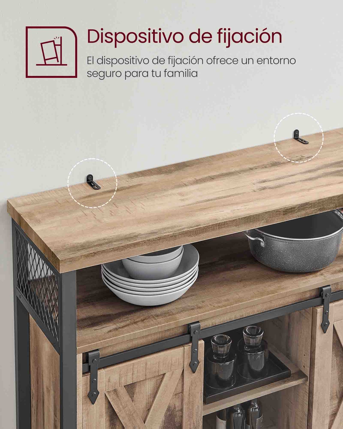 Armario de Cocina con 2 Puertas Correderas-VASAGLE