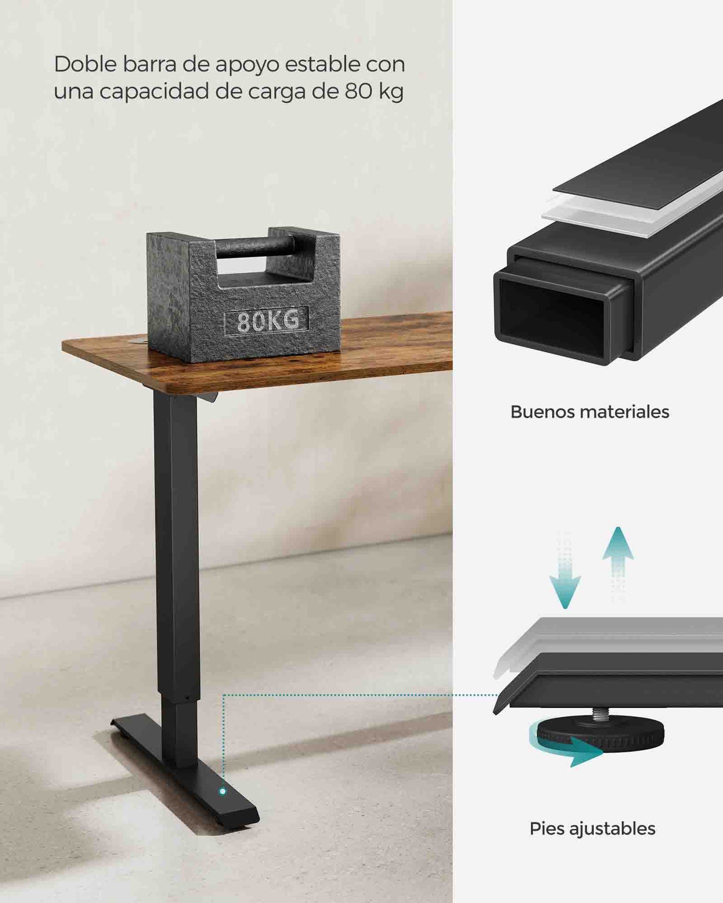 Escritorio Eléctrico Regulable en Altura 60 x 120 x (73-114) cm-SONGMICS