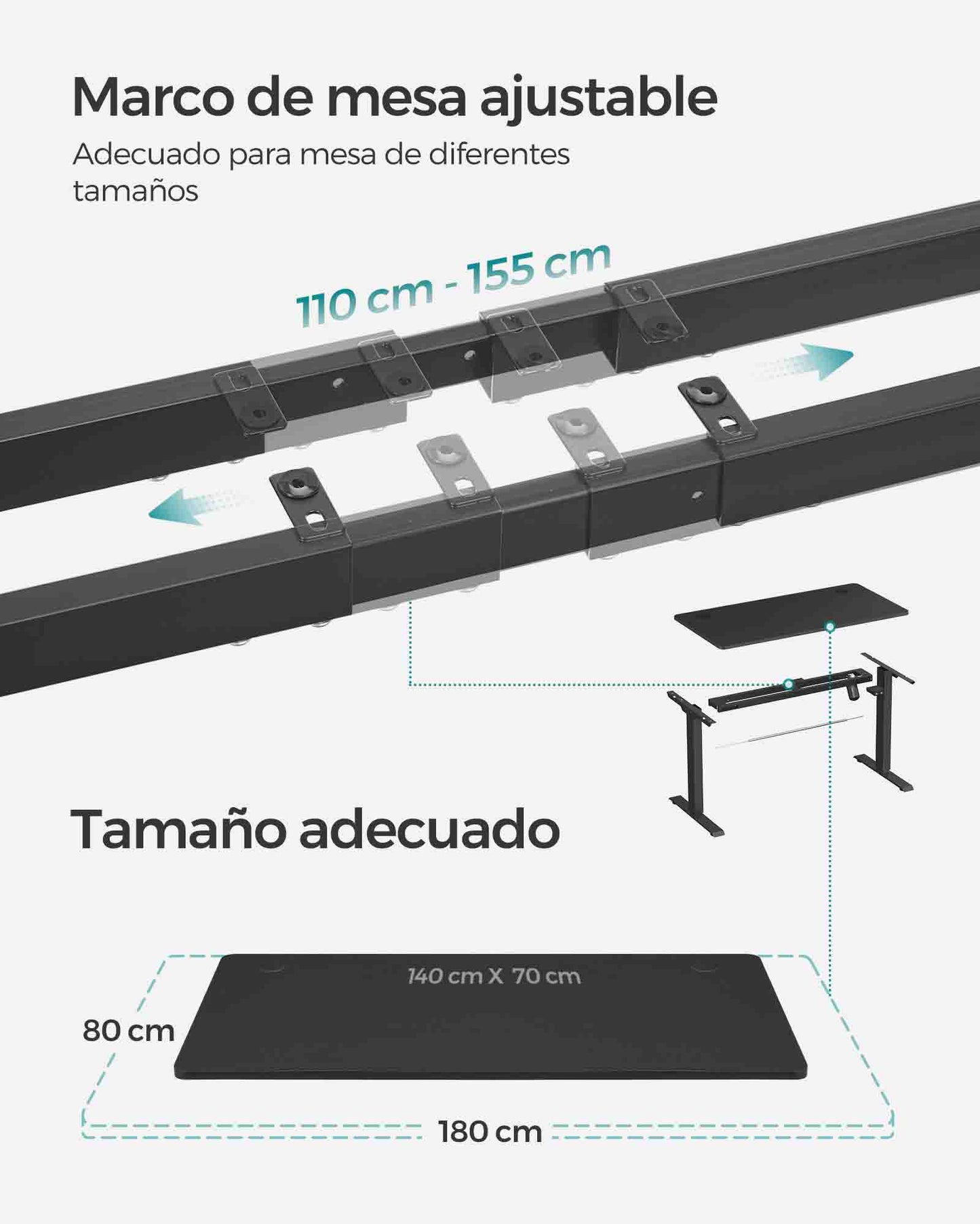 Escritorio Eléctrico Regulable en Altura-SONGMICS