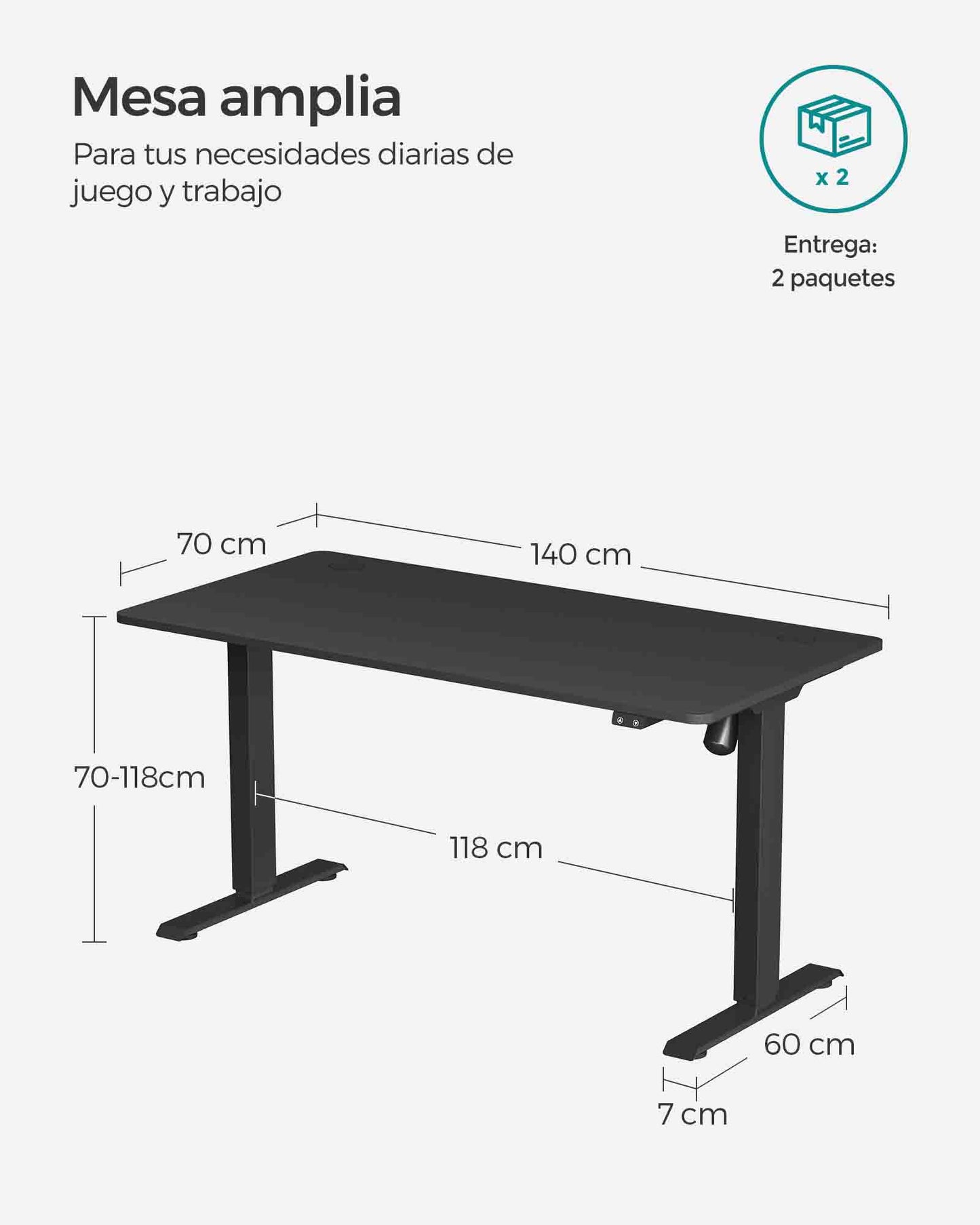 scritorio Eléctrico Regulable en Altura-SONGMICS