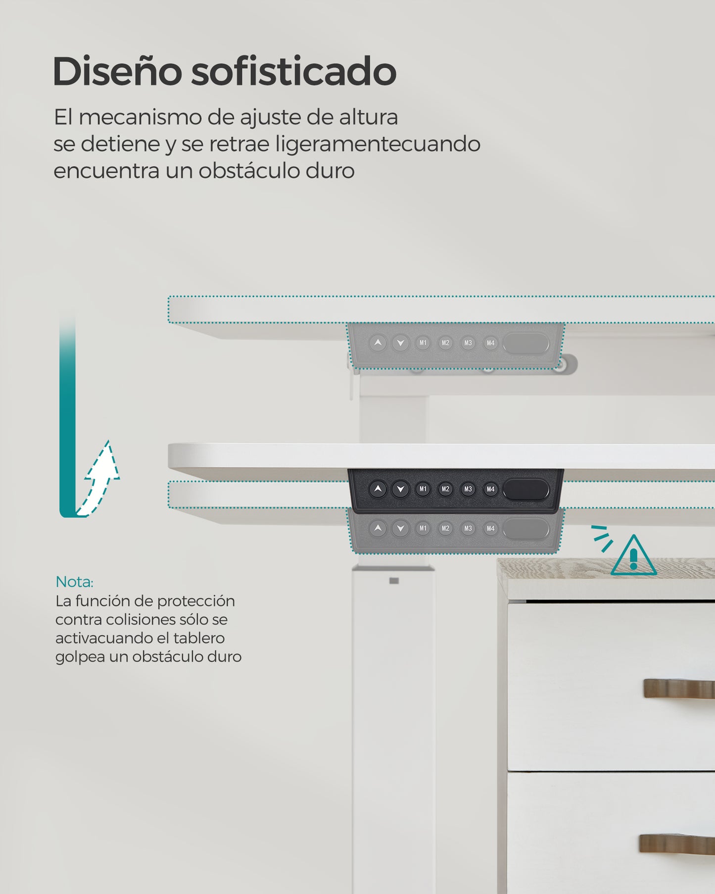 Escritorio Eléctrico Blanco Clásico y Gris Paloma-SONGMICS