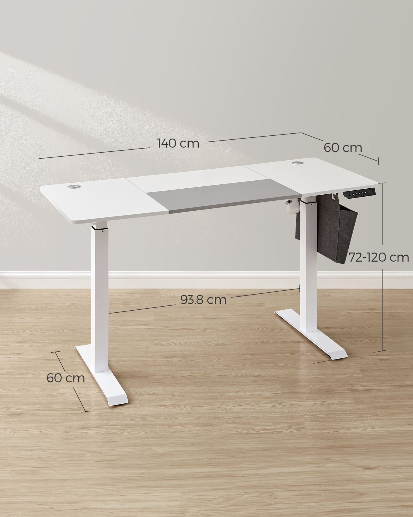 Escritorio Eléctrico 60 x 140 x (72-120) cm Ajustable-SONGMICS