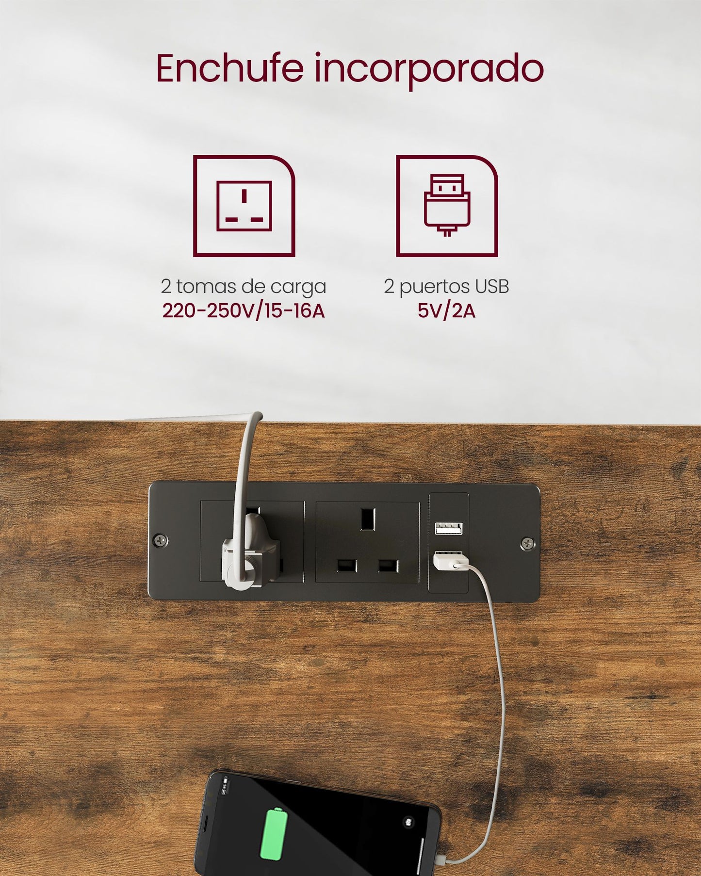 Escritorio eléctrico Regulable en Altura 60 x 140 cm-VASAGLE