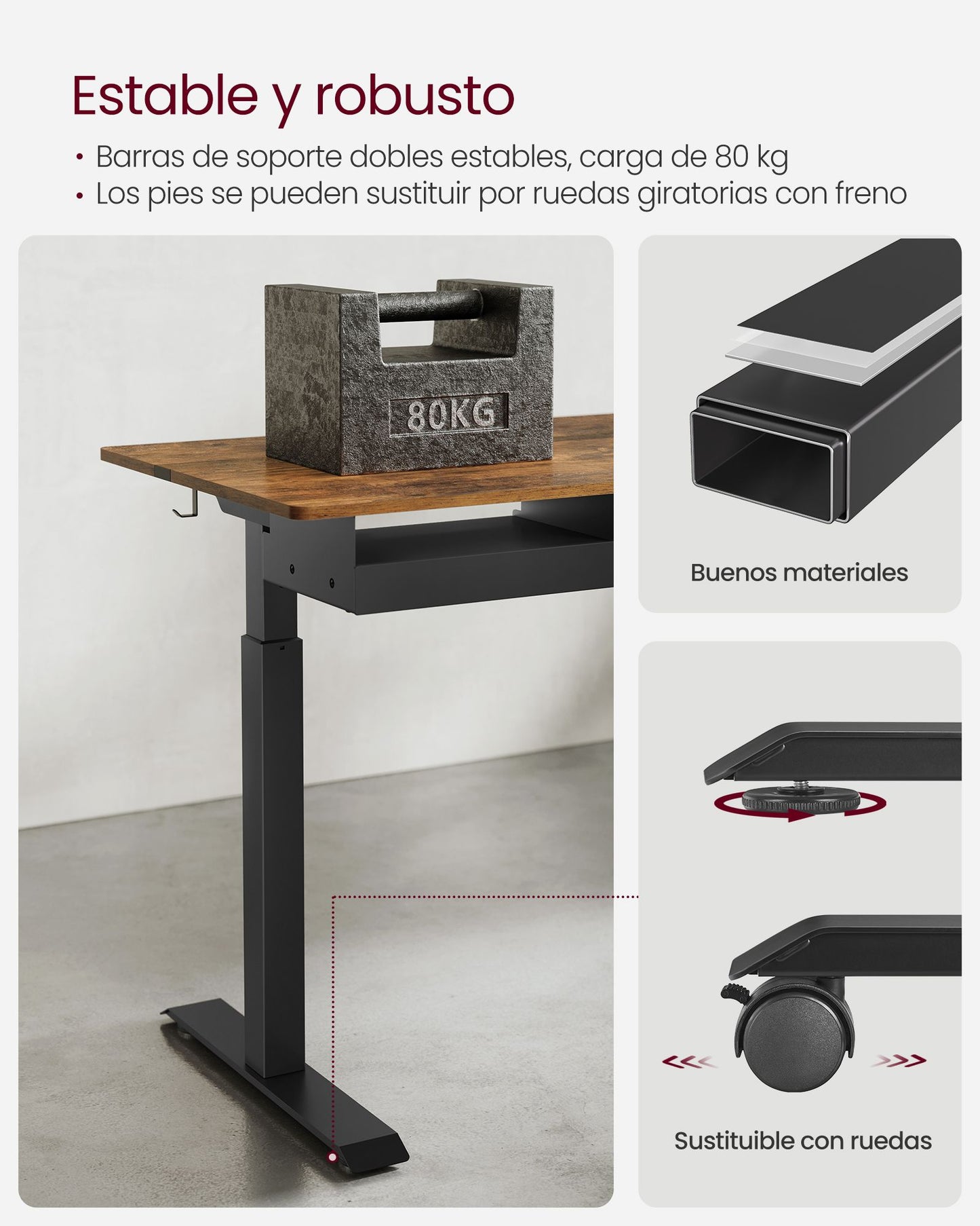 Escritorio eléctrico Regulable en Altura 60 x 140 cm-VASAGLE