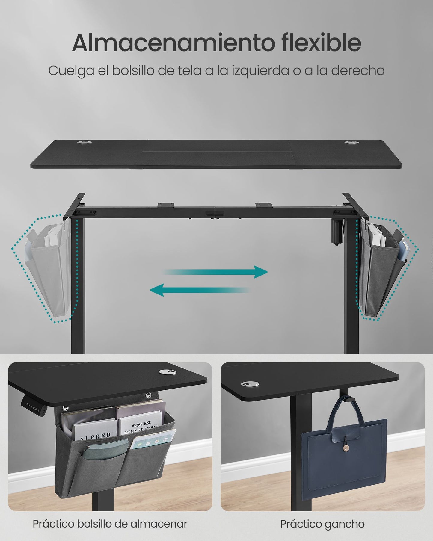 Escritorio Eléctrico Regulable en Altura 60 x 140 x (72-120) cm-SONGMICS