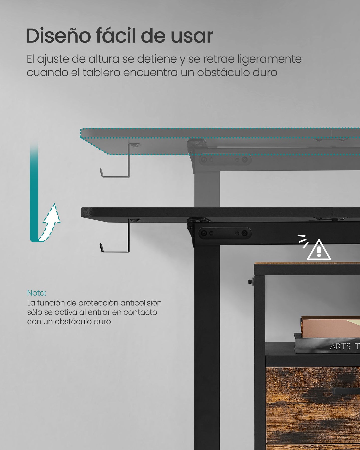 Escritorio Eléctrico Regulable en Altura 60 x 140 x (72-120) cm-SONGMICS