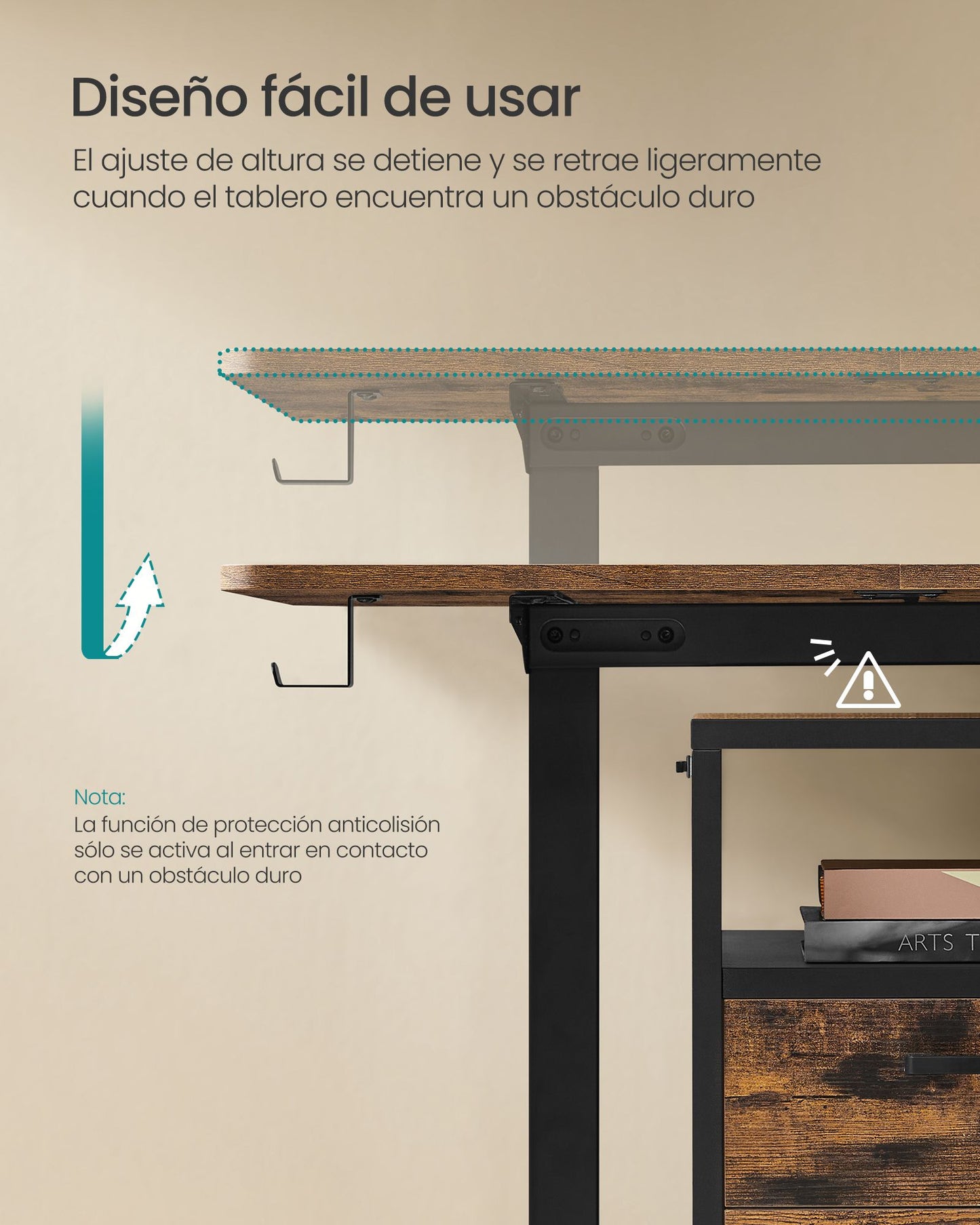 Escritorio Eléctrico Regulable en Altura 60 x 140 x (72-120) cm-SONGMICS