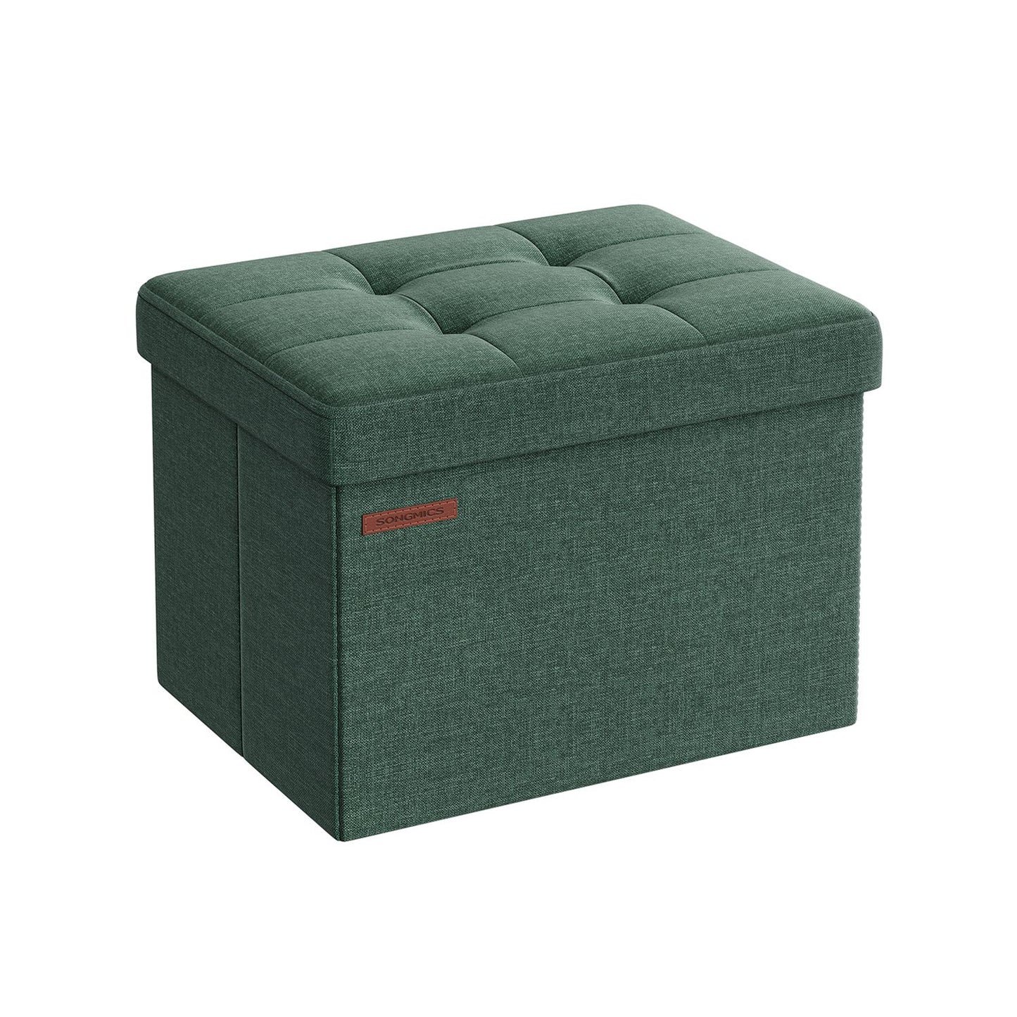 Puff Almacenaje Plegable 31 x 41 cm Verde Bosque-SONGMICS