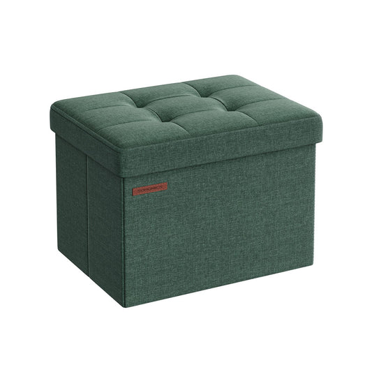 Puff Almacenaje Plegable 31 x 41 cm Verde Bosque-SONGMICS