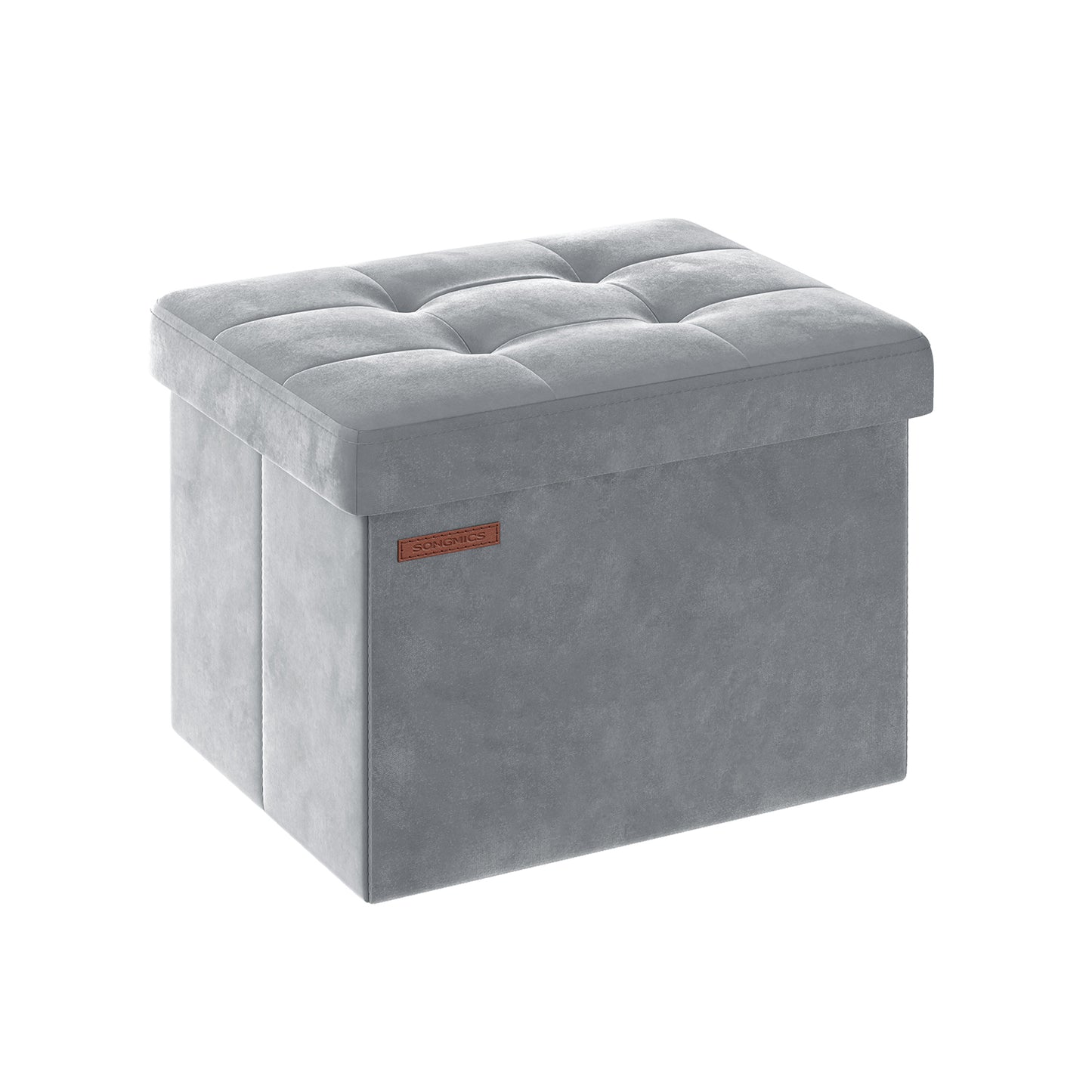 Puff Almacenaje 31 x 41 x 31 cm Gris Paloma-SONGMICS