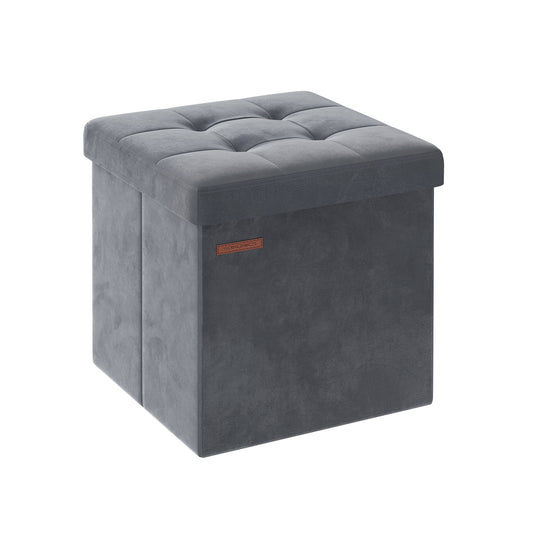 Puff Almacenaje 38 x 38 x 38 cm Gris Pizarra-SONGMICS