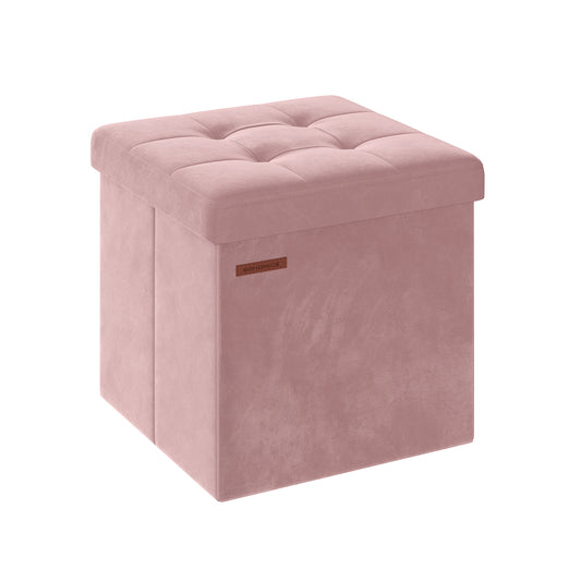 Puff Almacenaje 38 x 38 x 38 cm Rosa Caramelo-SONGMICS