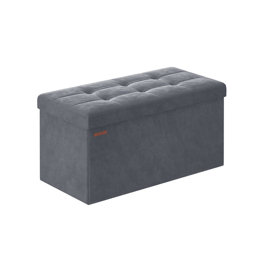 Puff Almacenaje 38 x 76 x 38 cm Gris Pizarra-SONGMICS