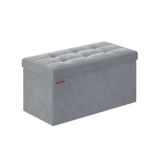 Puff Almacenaje 38 x 76 x 38 cm Gris Paloma-SONGMICS