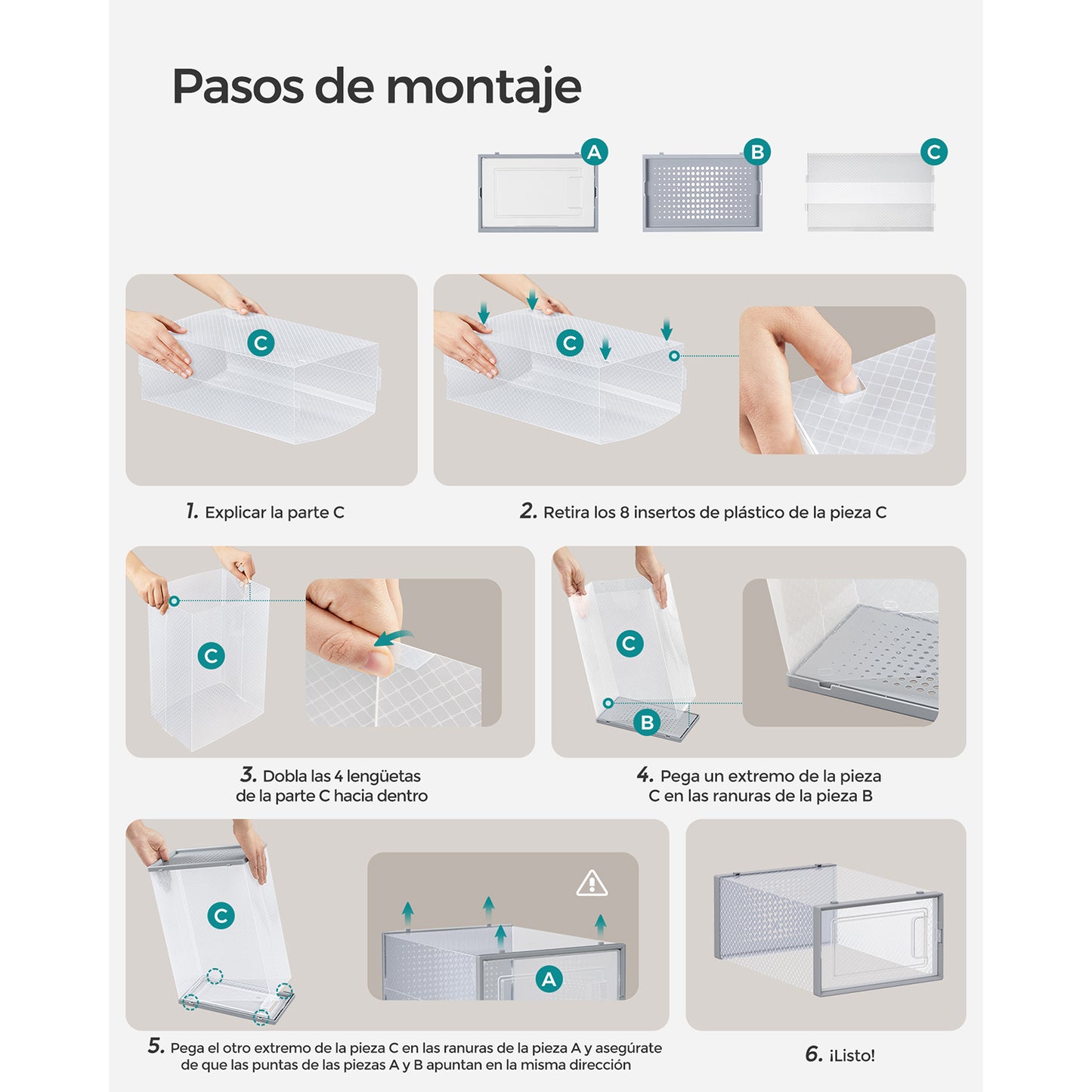 Juego de 18 Organizadores de Almacenamiento Caja Zapatero Plástico Plegable-SONGMICS