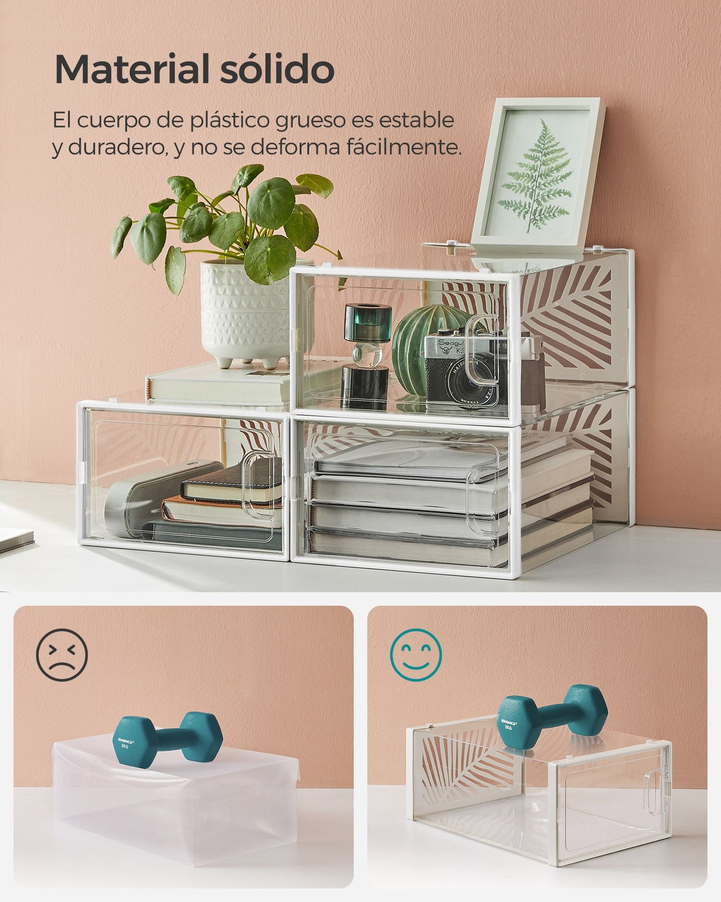 Juego de 18 Cajas de Zapatos Transparente y Blanco-SONGMICS