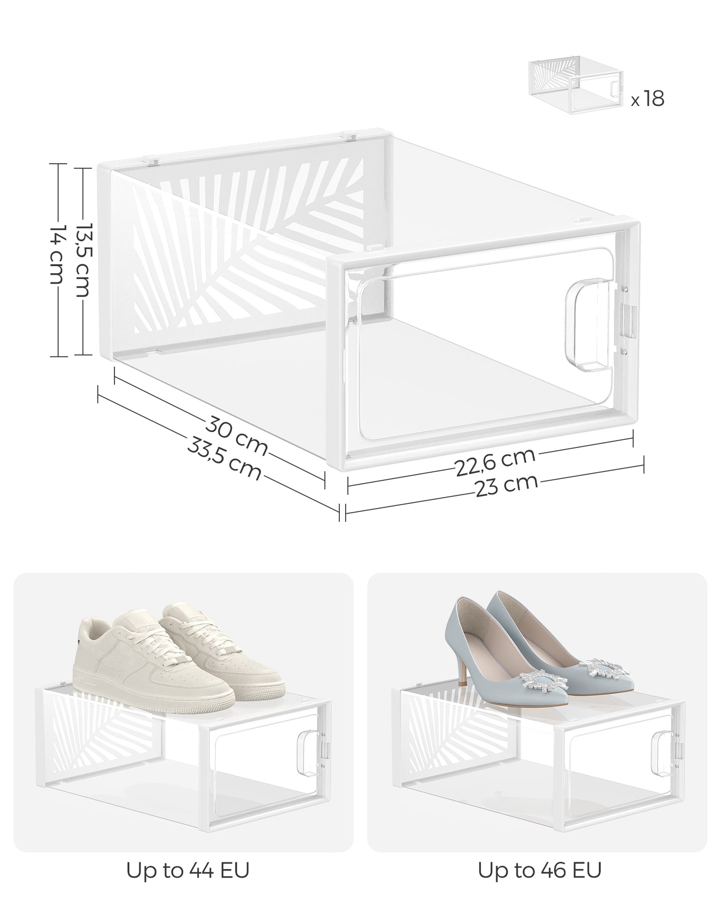 Juego de 18 Cajas de Zapatos Transparente y Blanco-SONGMICS