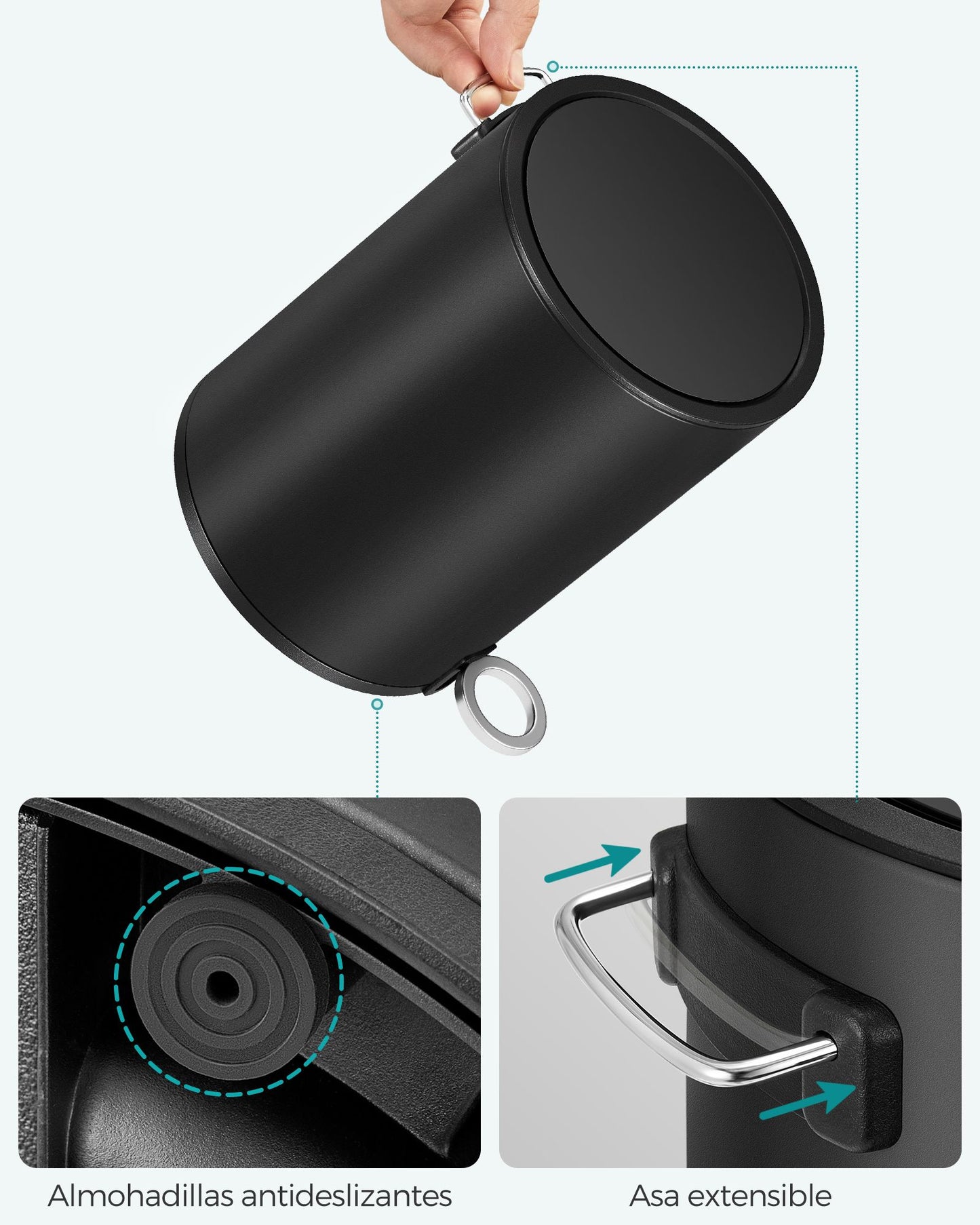 Cubo de Basura para Cosméticos de 3 L Negro-SONGMICS