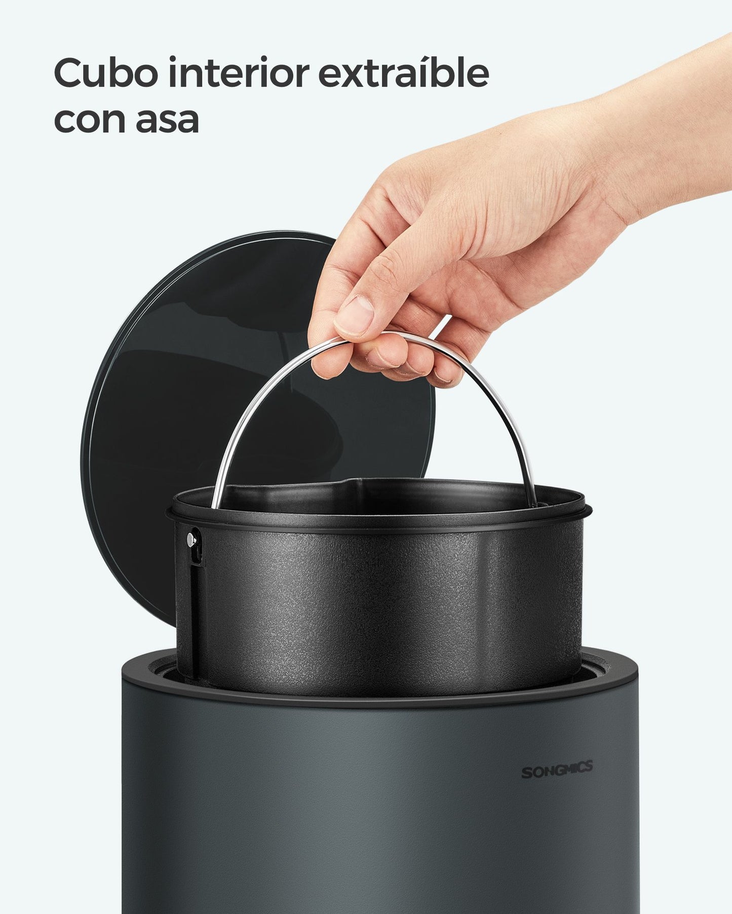 Cubo de Basura para Cosméticos 3 litros Gris Verdoso-SONGMICS