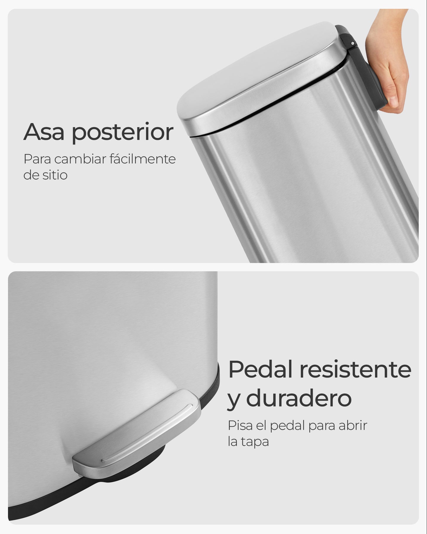 Cubo de Basura de Cocina 30 L Basurero con Pedal Contenedor con Tapa-SONGMICS