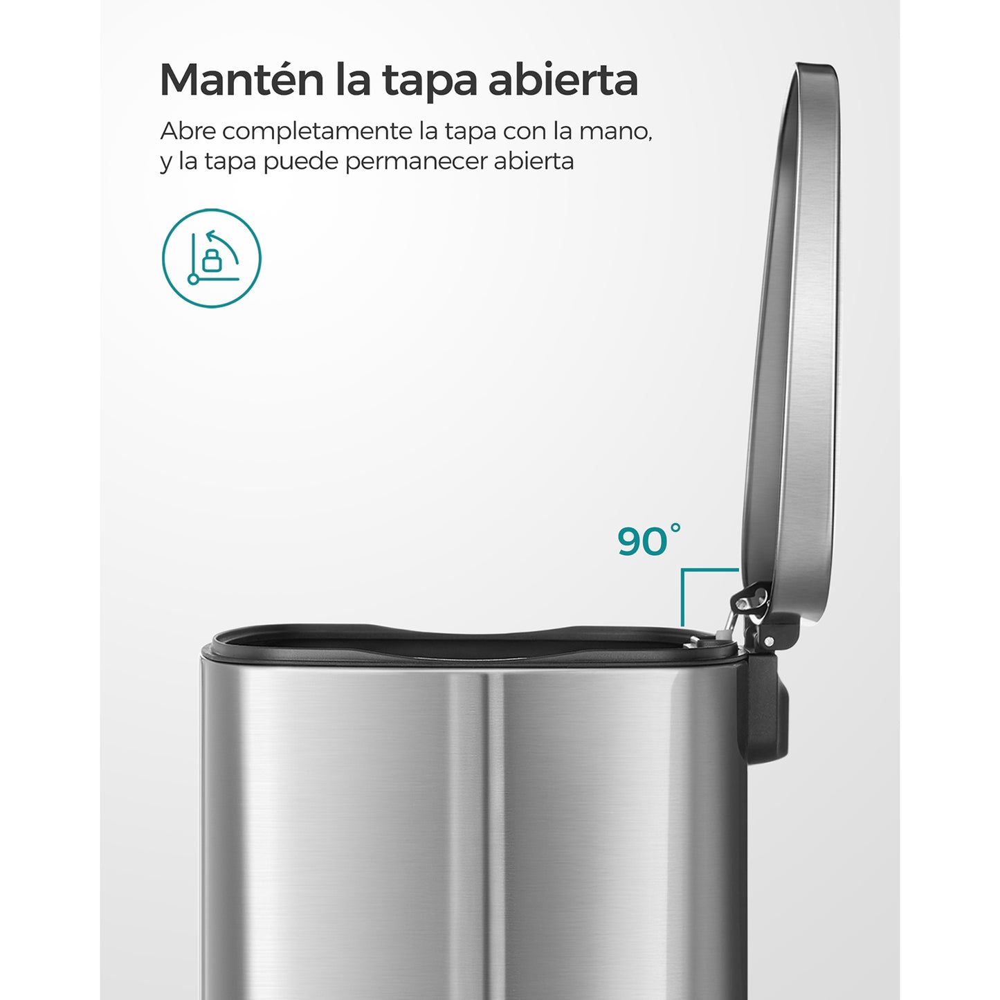 Cubo de Basura de 50 L Basurero para Cocina Papalera Pedal de Paso Acero-SONGMICS