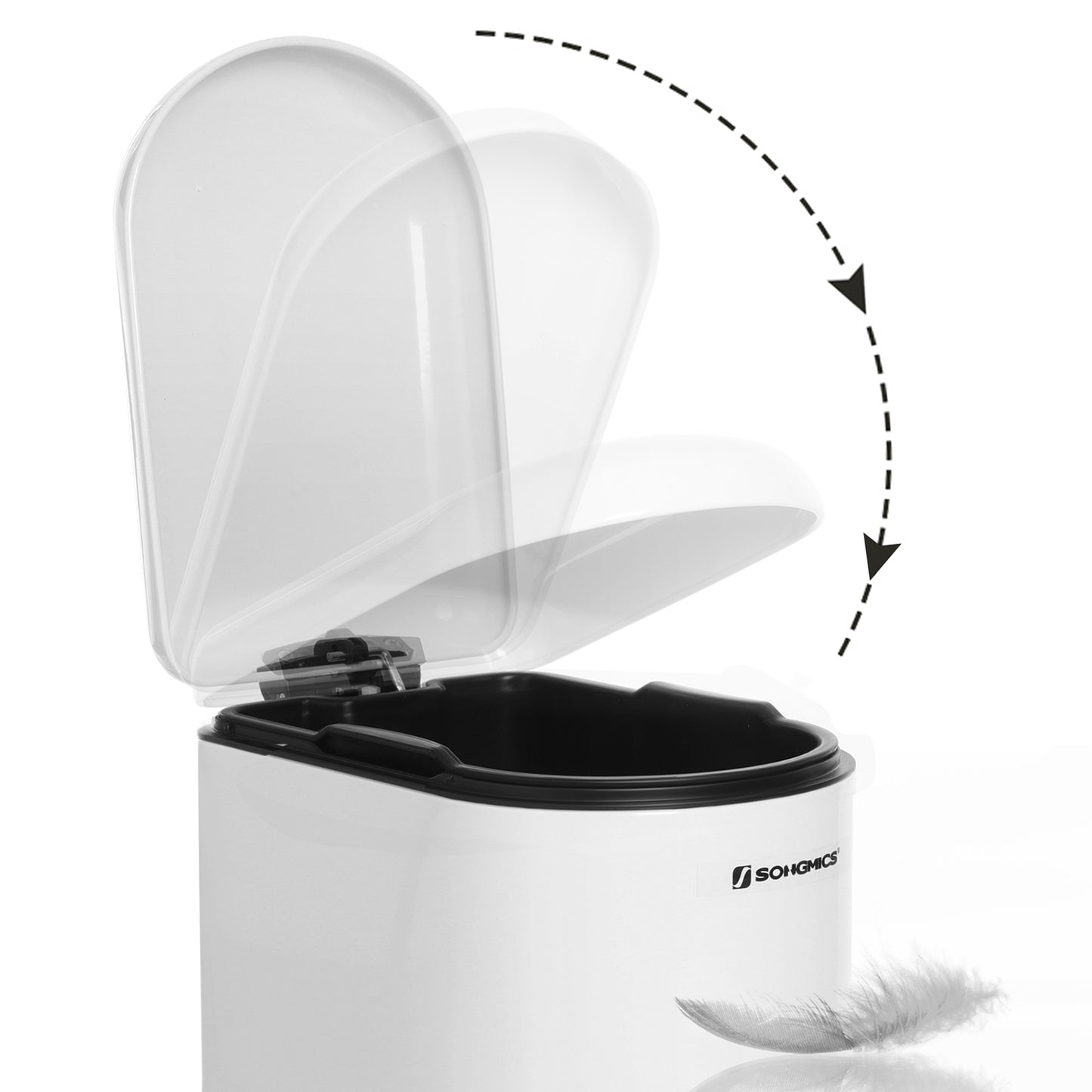 Cubo de Basura de Cocina de 10 L Blanco-SONGMICS