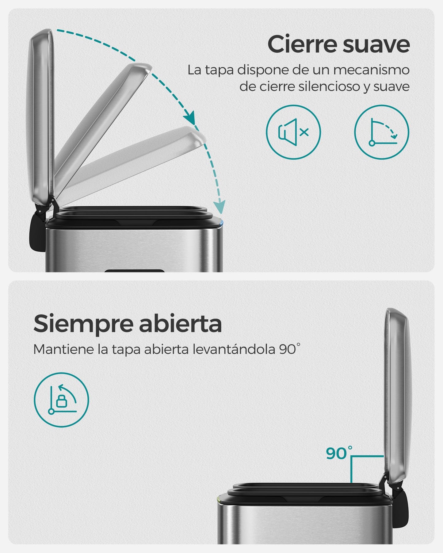 Cubo de Basura Doble Cubo de Cocina Cubo Metálico Pedal de Doble Compartimento-SONGMICS