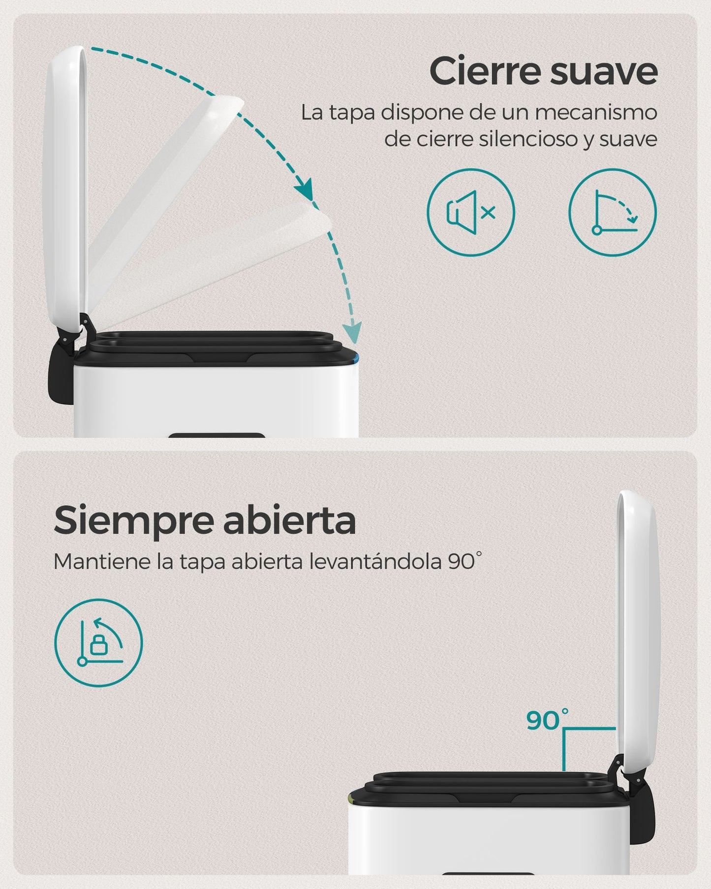 Cubo de Basura Doble 2 x 20 L Cubo de Cocina Cubo Metálico Pedal de Doble-SONGMICS