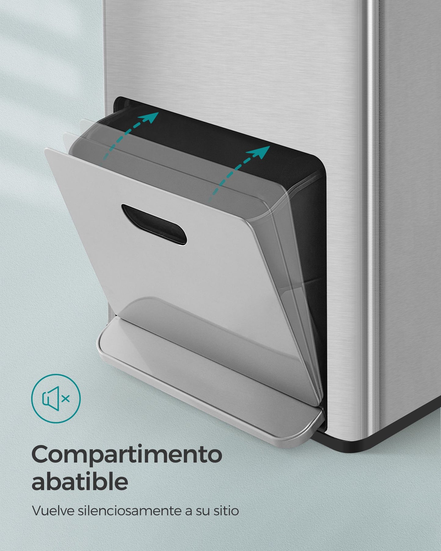 Cubo Basura de Cocina Volumen de 2 x 17 L y 26 L 3 Compartimentos para Basura-SONGMICS