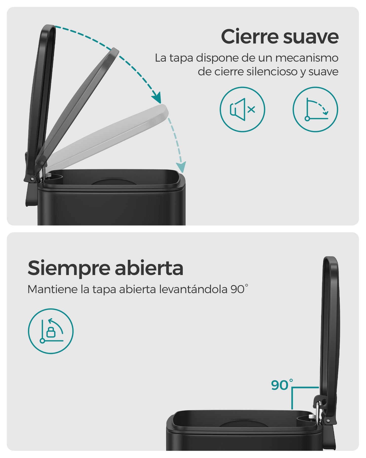 6 L Cubo Basura Compacta, con Pedal-SONGMICS