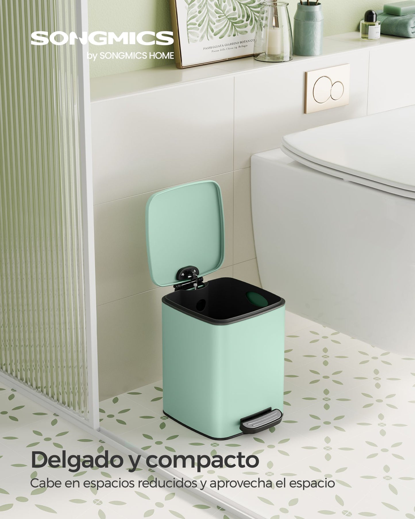 6 L Cubo Basura Compacta, con Pedal-SONGMICS