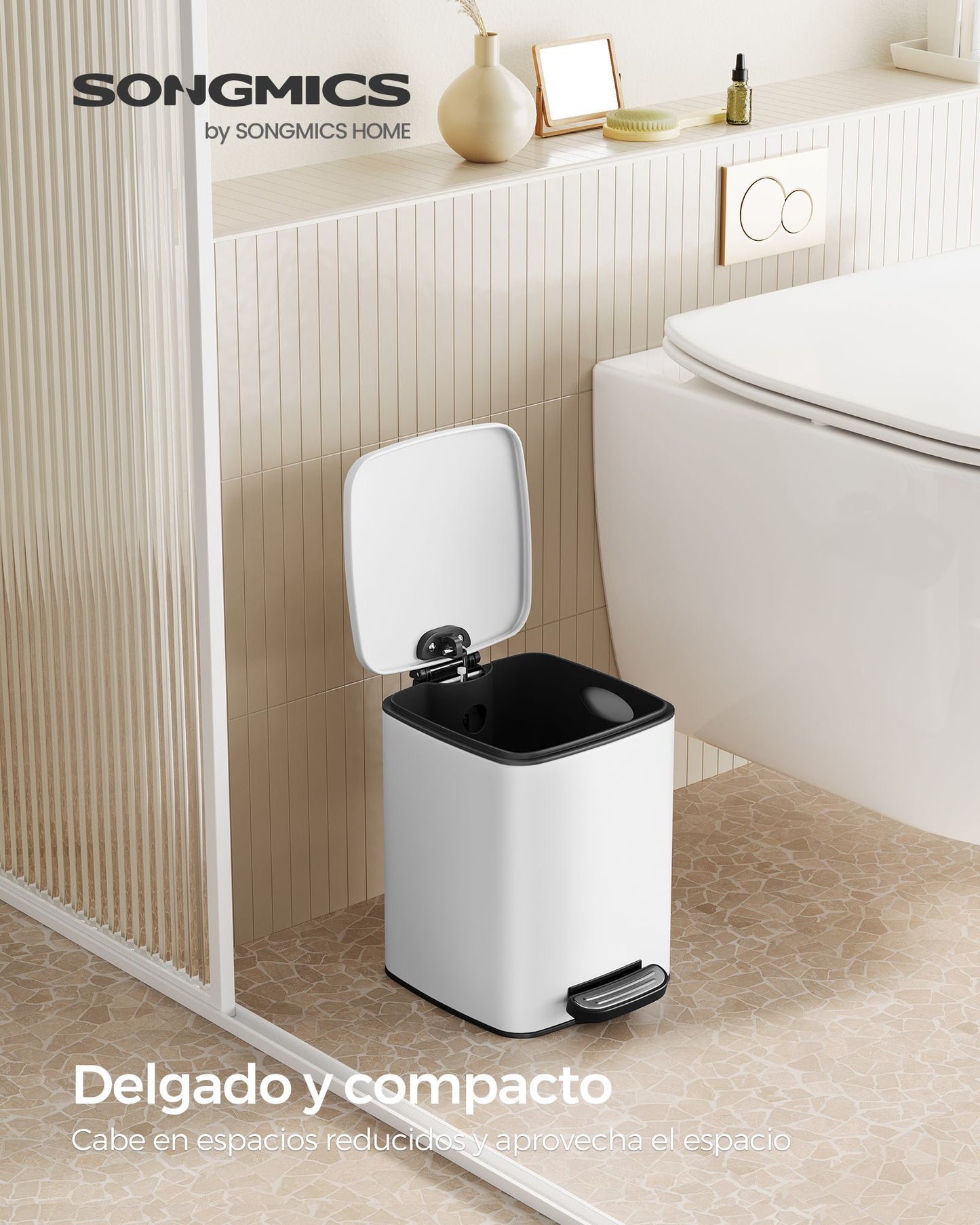 6 L Cubo Basura Compacta, con Pedal-SONGMICS