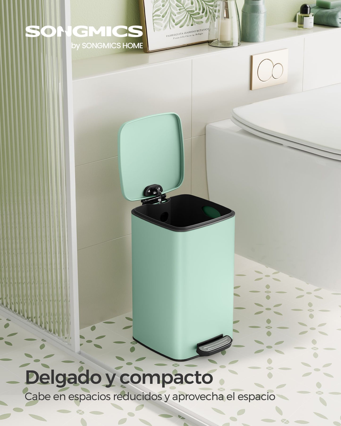 8 L Cubo Basura Compacta, con Pedal-SONGMICS