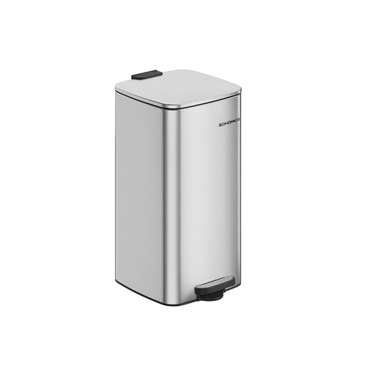 Cubo de Basura de 30 L Acero Inoxidable Plata Metálico-SONGMICS