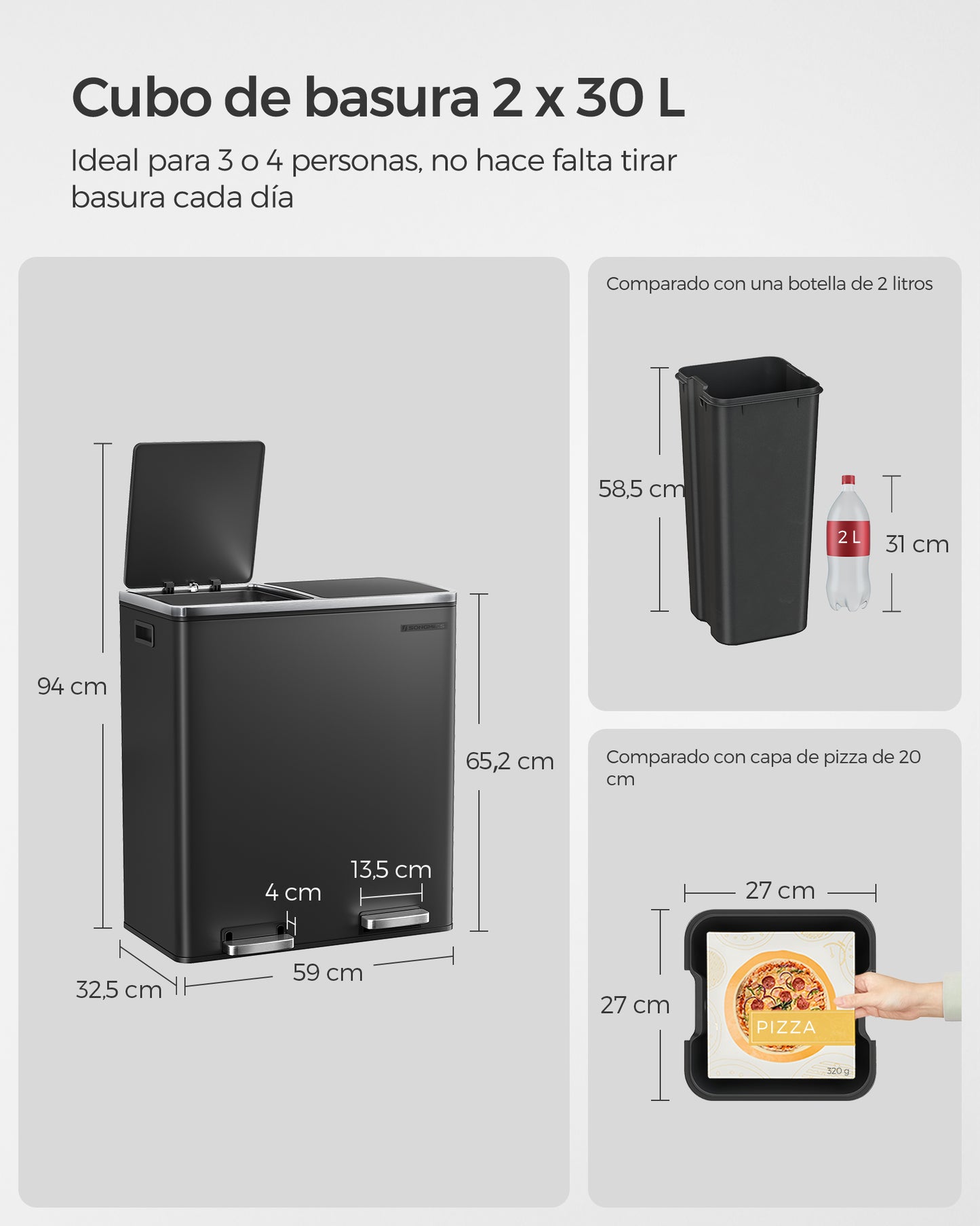 Cubo De Basura 60L-SONGMICS