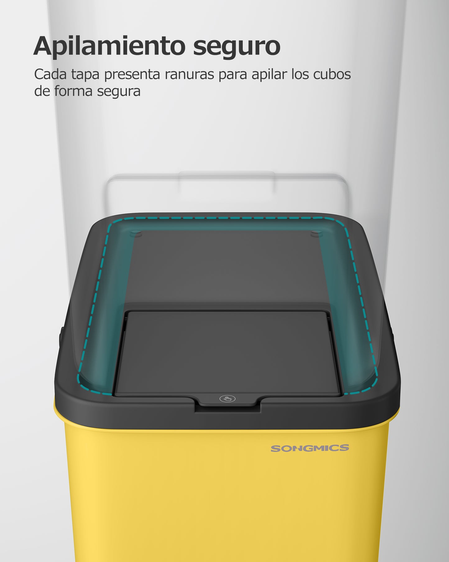 Juego de 4 Cubos de Basura 20 L Cada Amarillo Azul Beige y Verde-SONGMICS