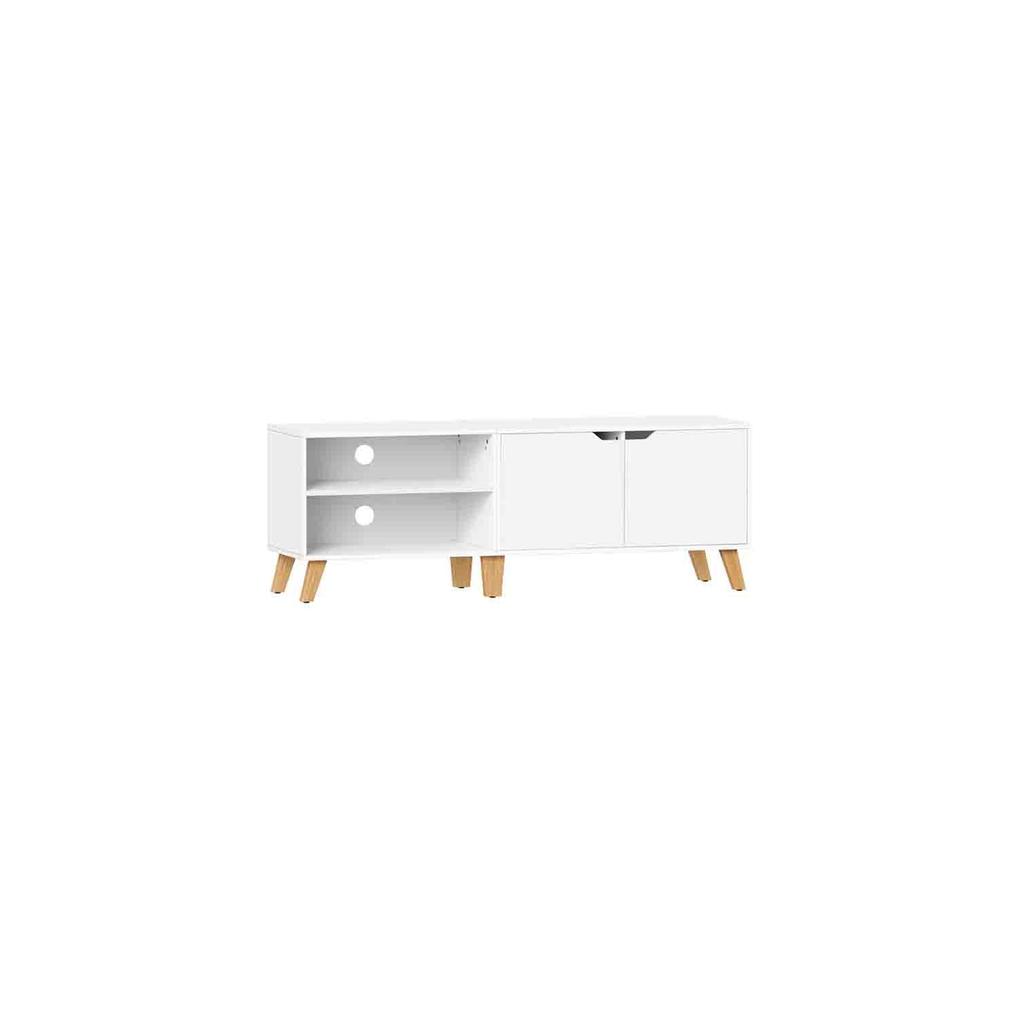 Mueble de TV de 2 Puertas con Estantes Ajustables Blanco-VASAGLE